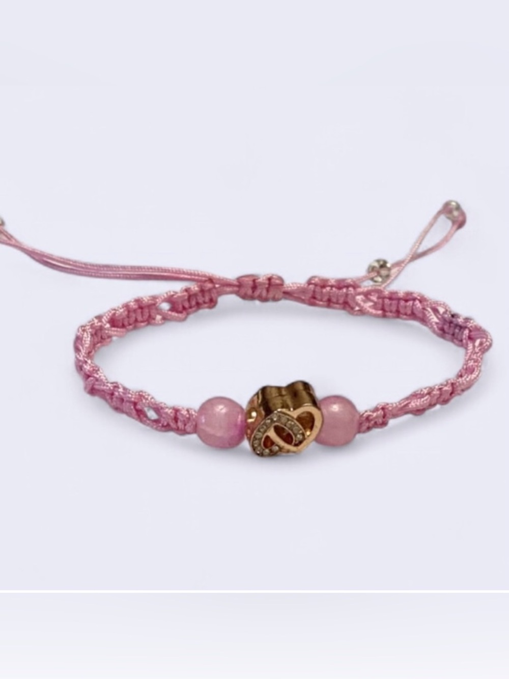 Pink friendship Bracelet with Heart Charm